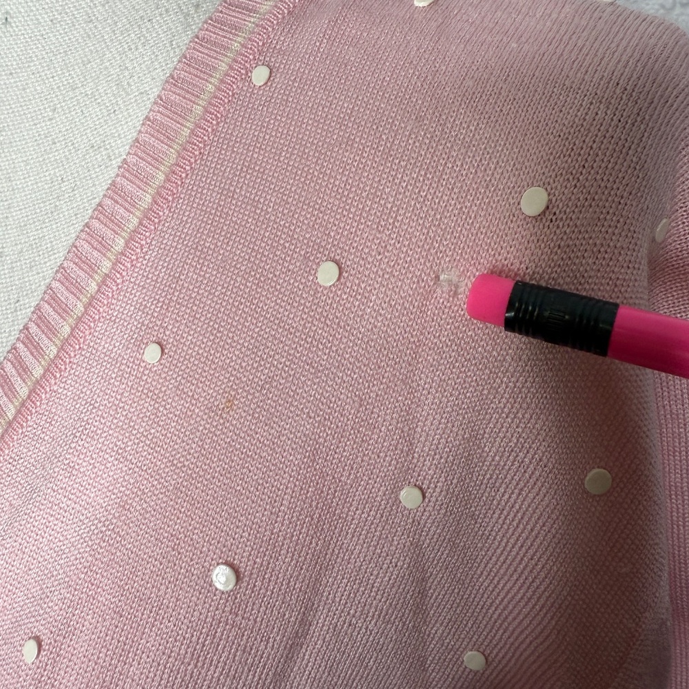 Escada Light pink & white polk a dot Cardigan button up sweater -cp - Picture 6 of 10